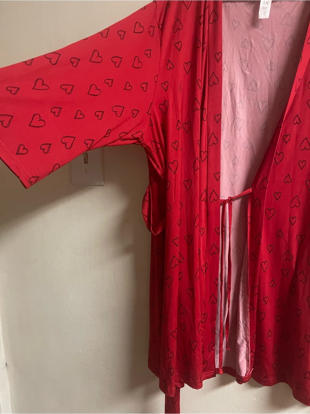 just be Red Heart-Print Robe - Picture 2 of 6